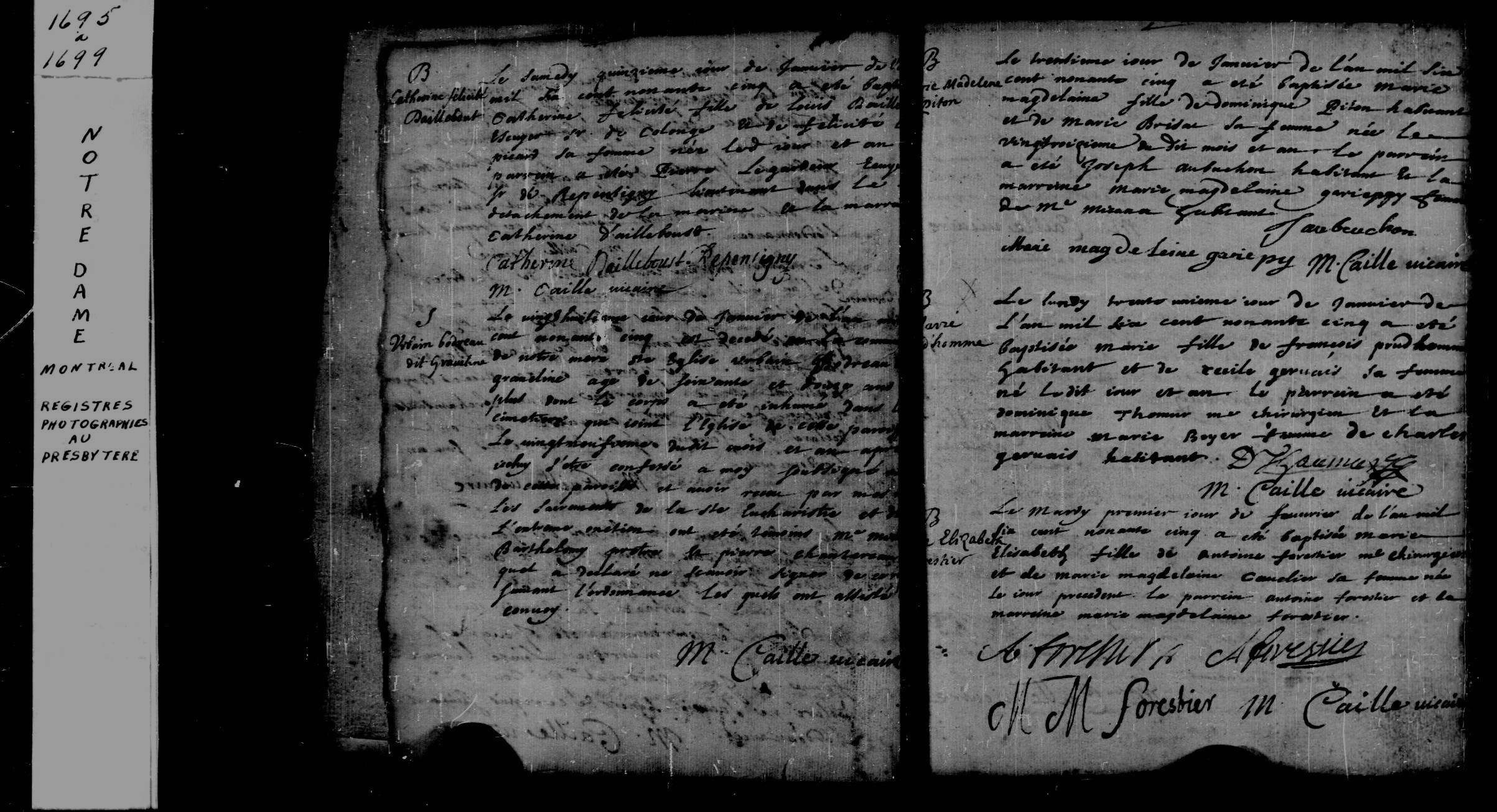 1695 Burial Urbain Baudreau dit Graveline