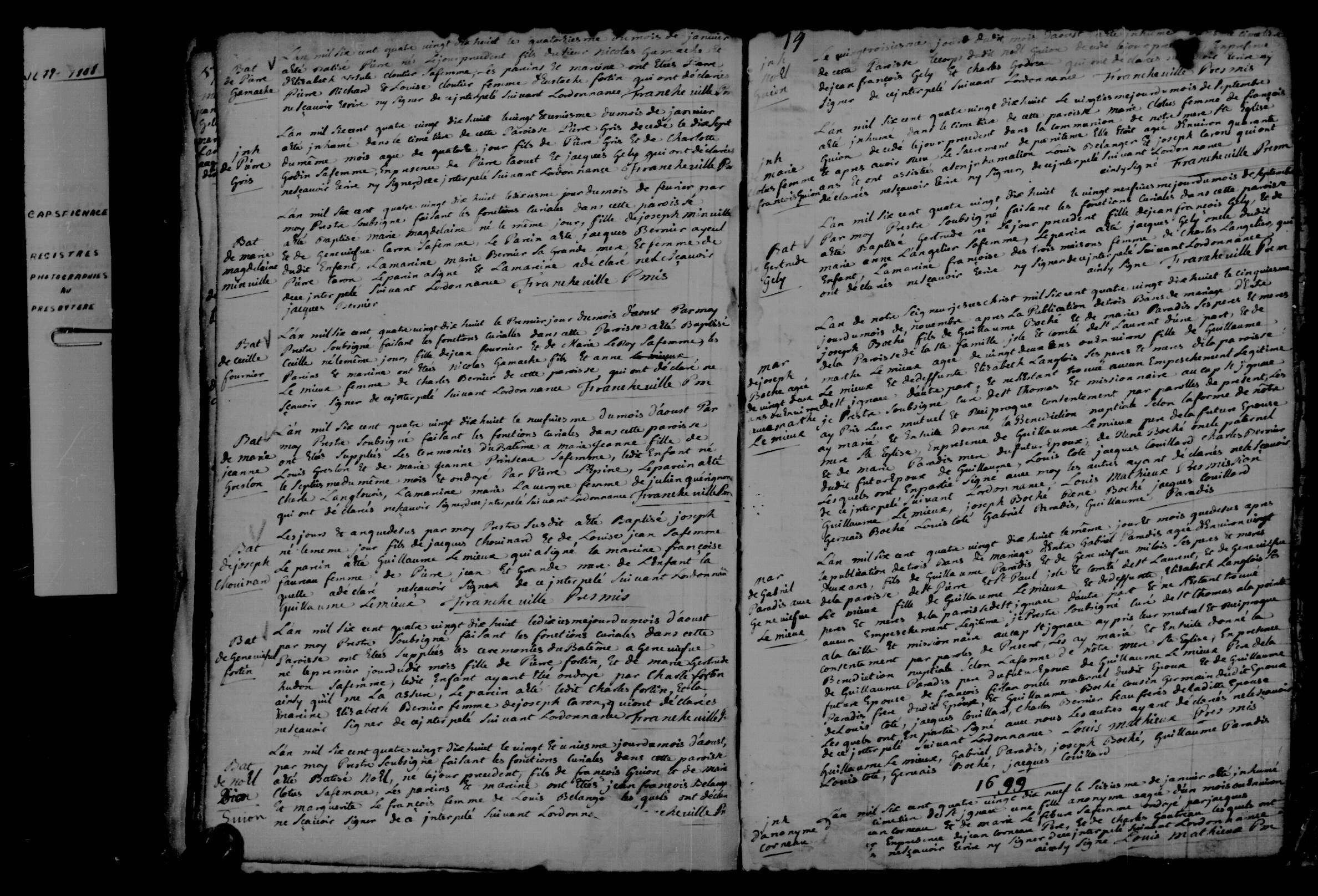 1698 Marriage Baucher Lemieux
