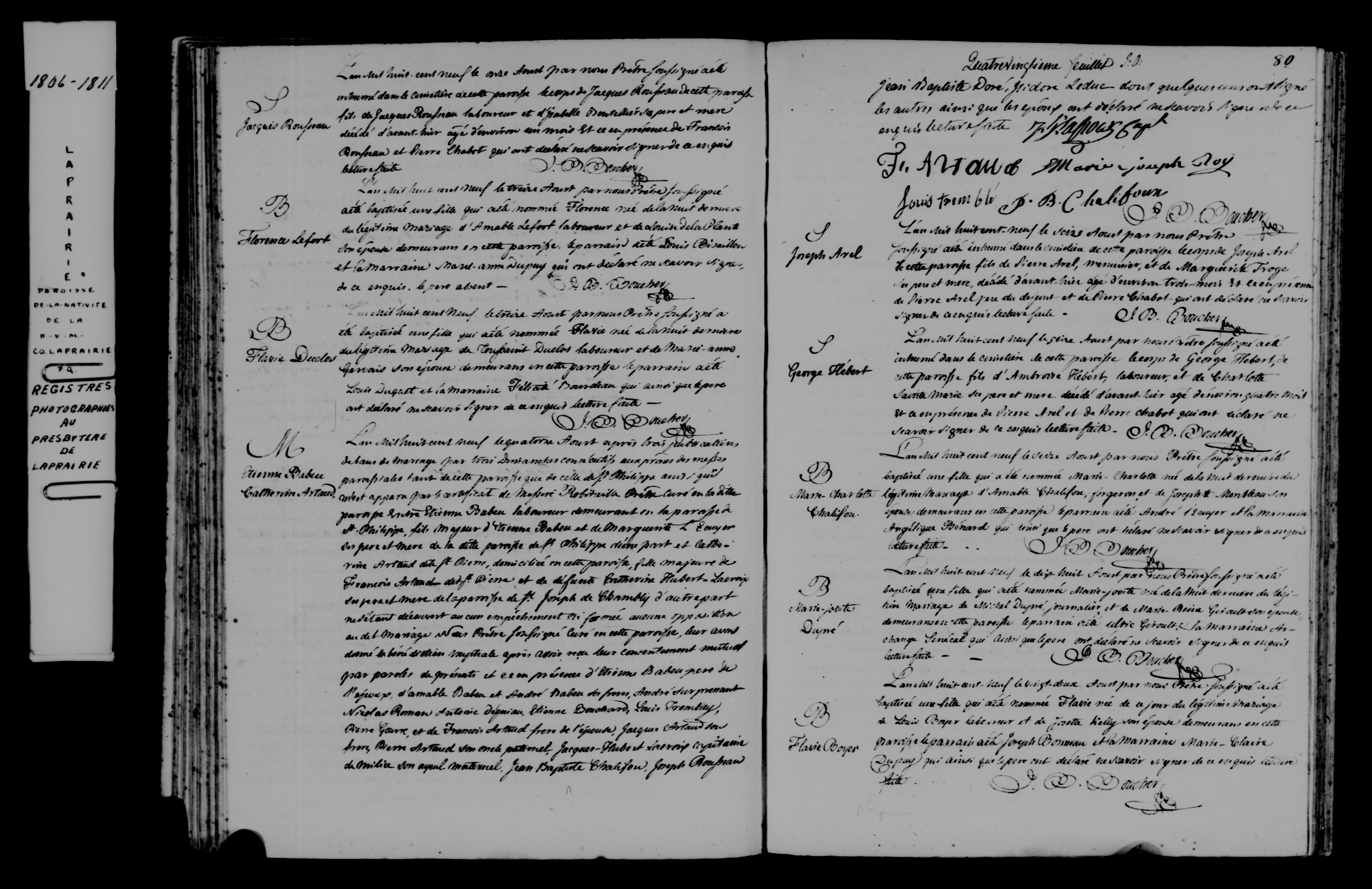1809 Marriage Babeu Arteau