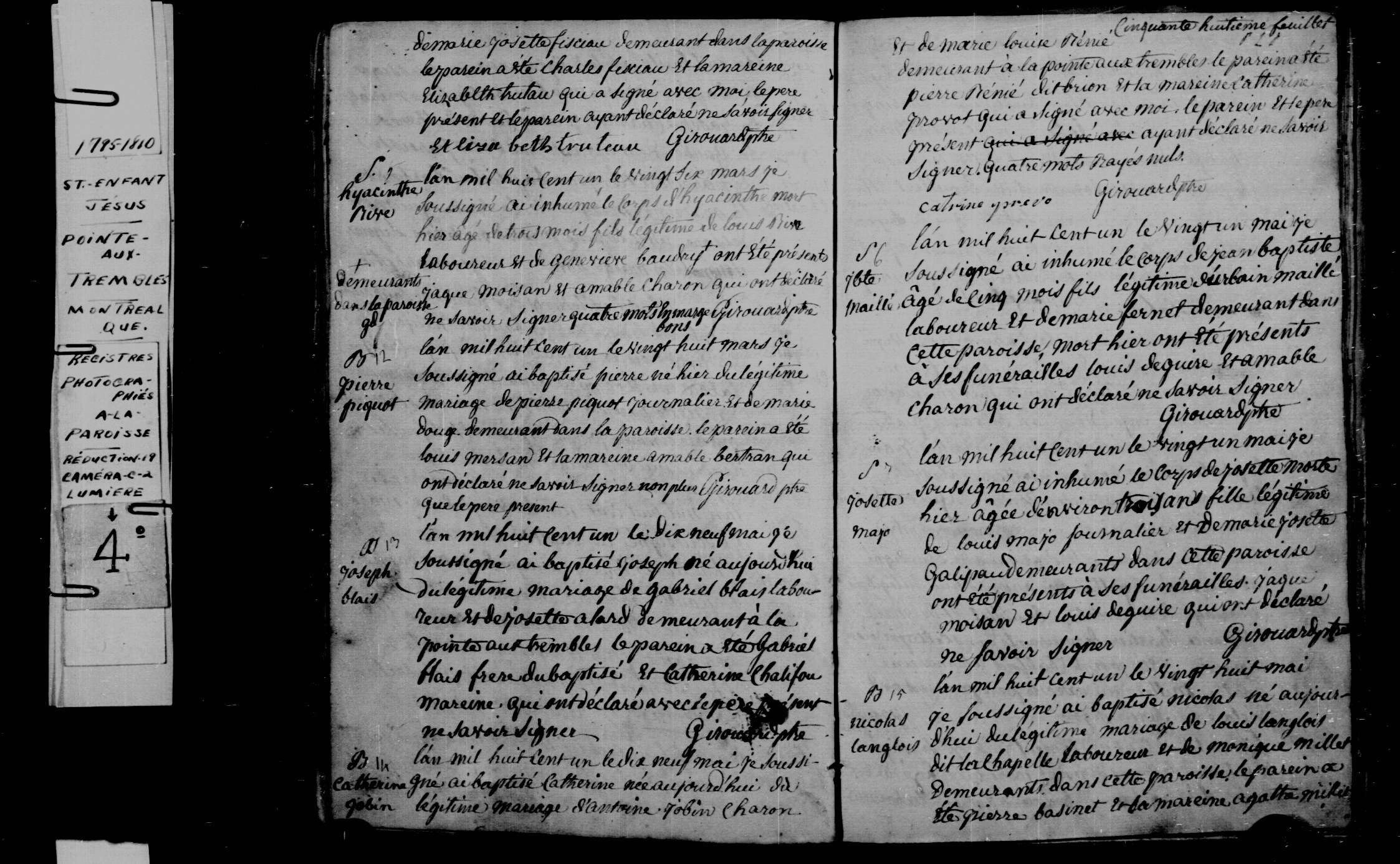 1801 Baptism Pierre Picotte