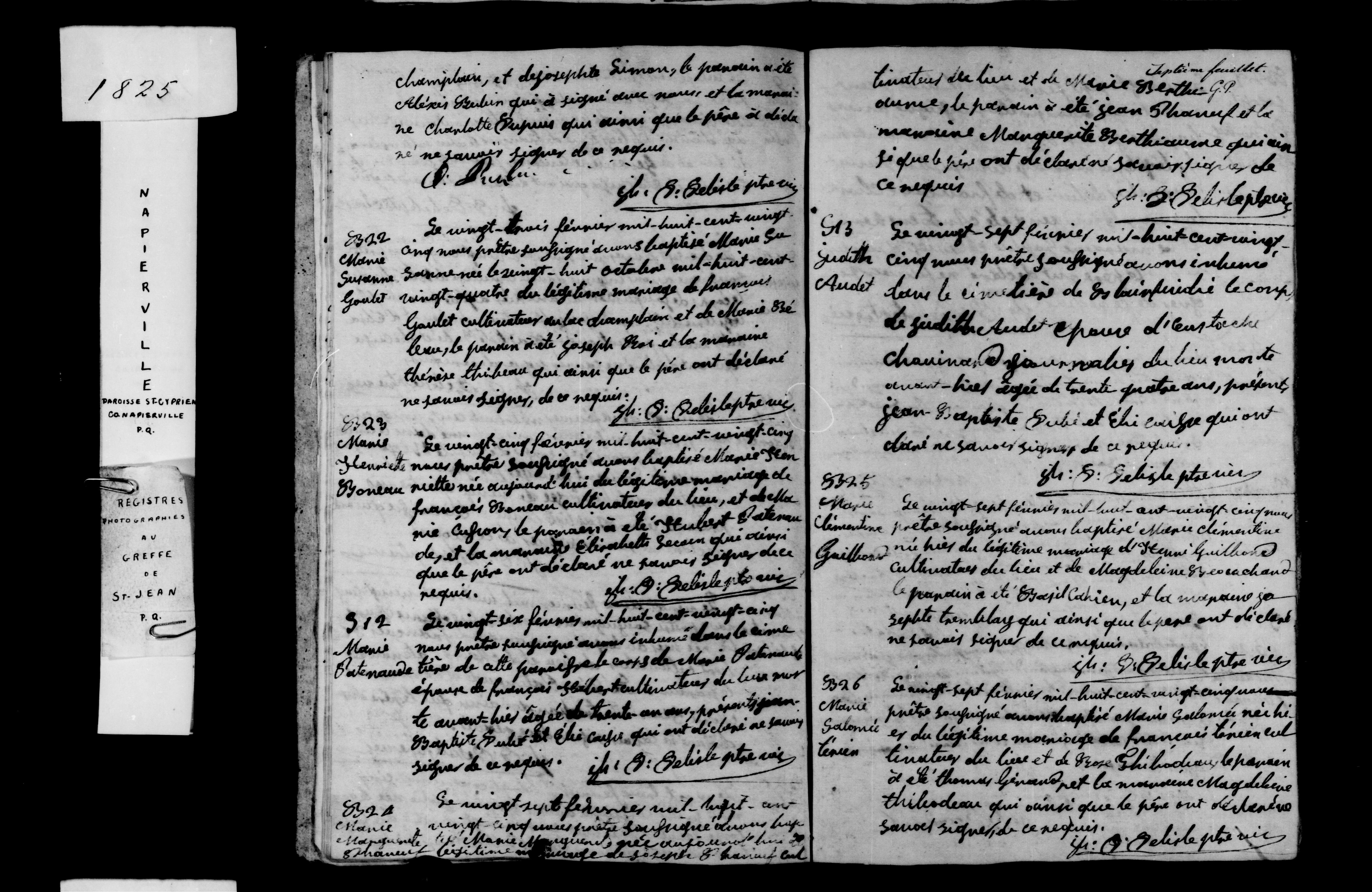 1825 Baptism Marie Marguerite Phaneuf