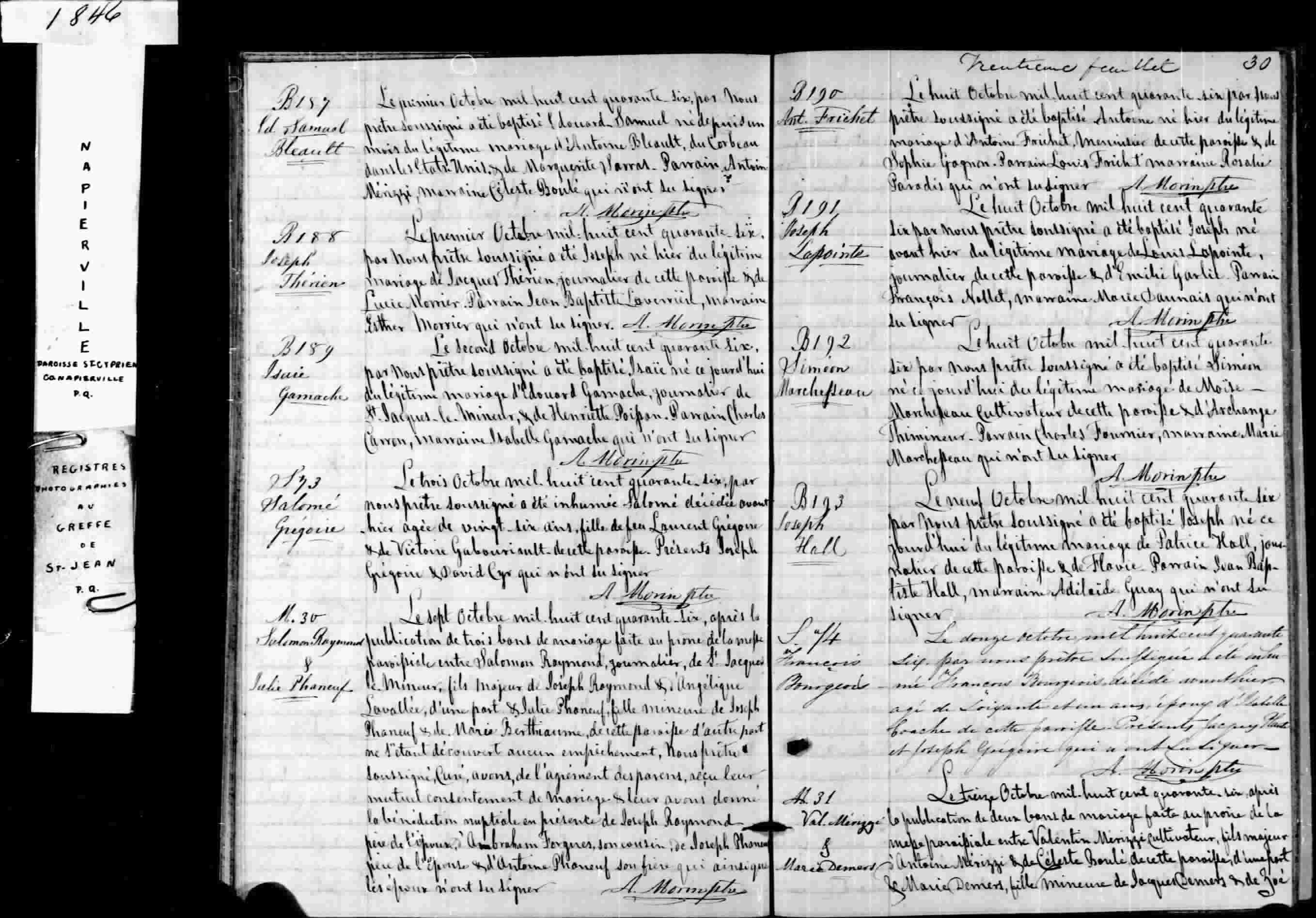1846 Marriage Raymond Phaneuf