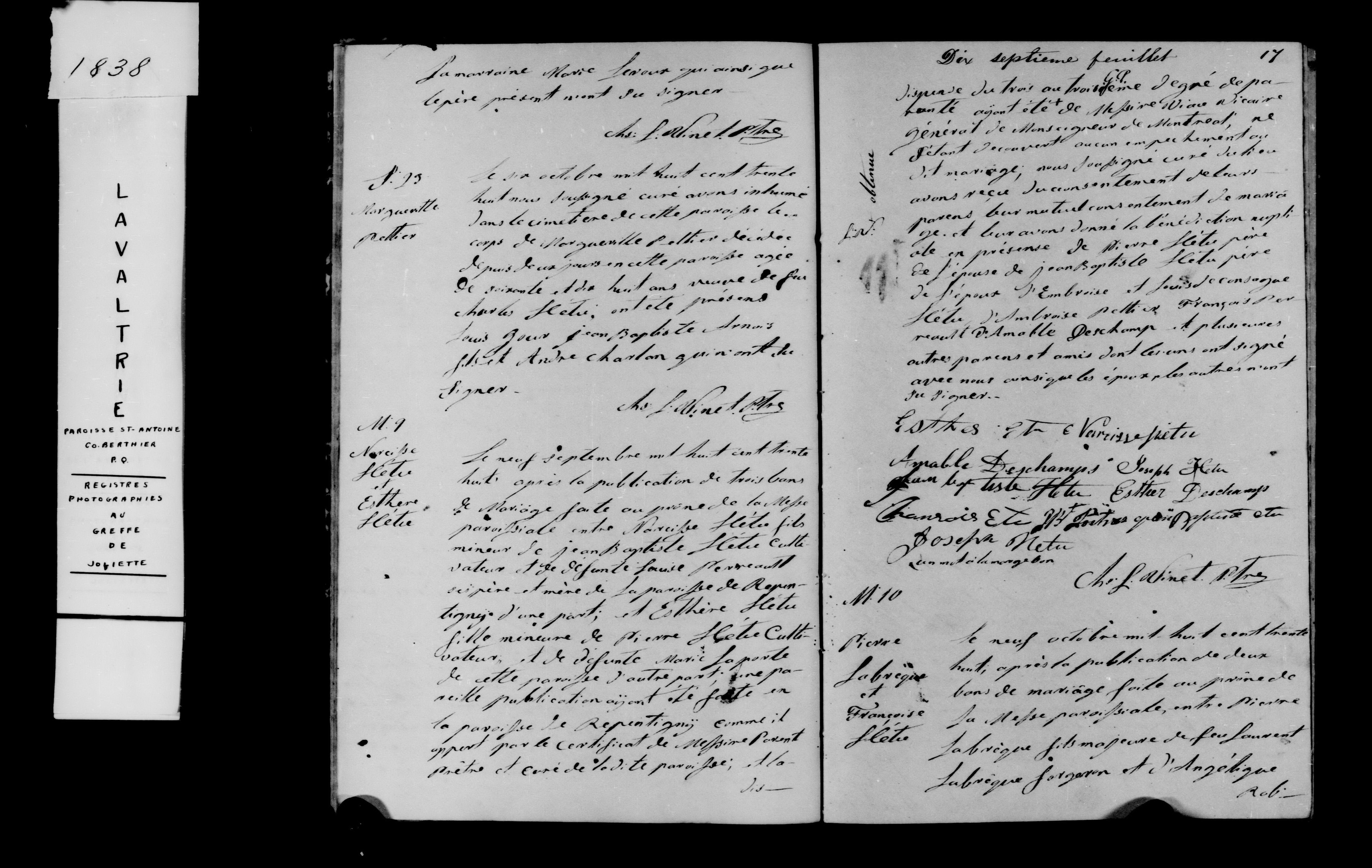 1838 Burial Marguerite Pelletier