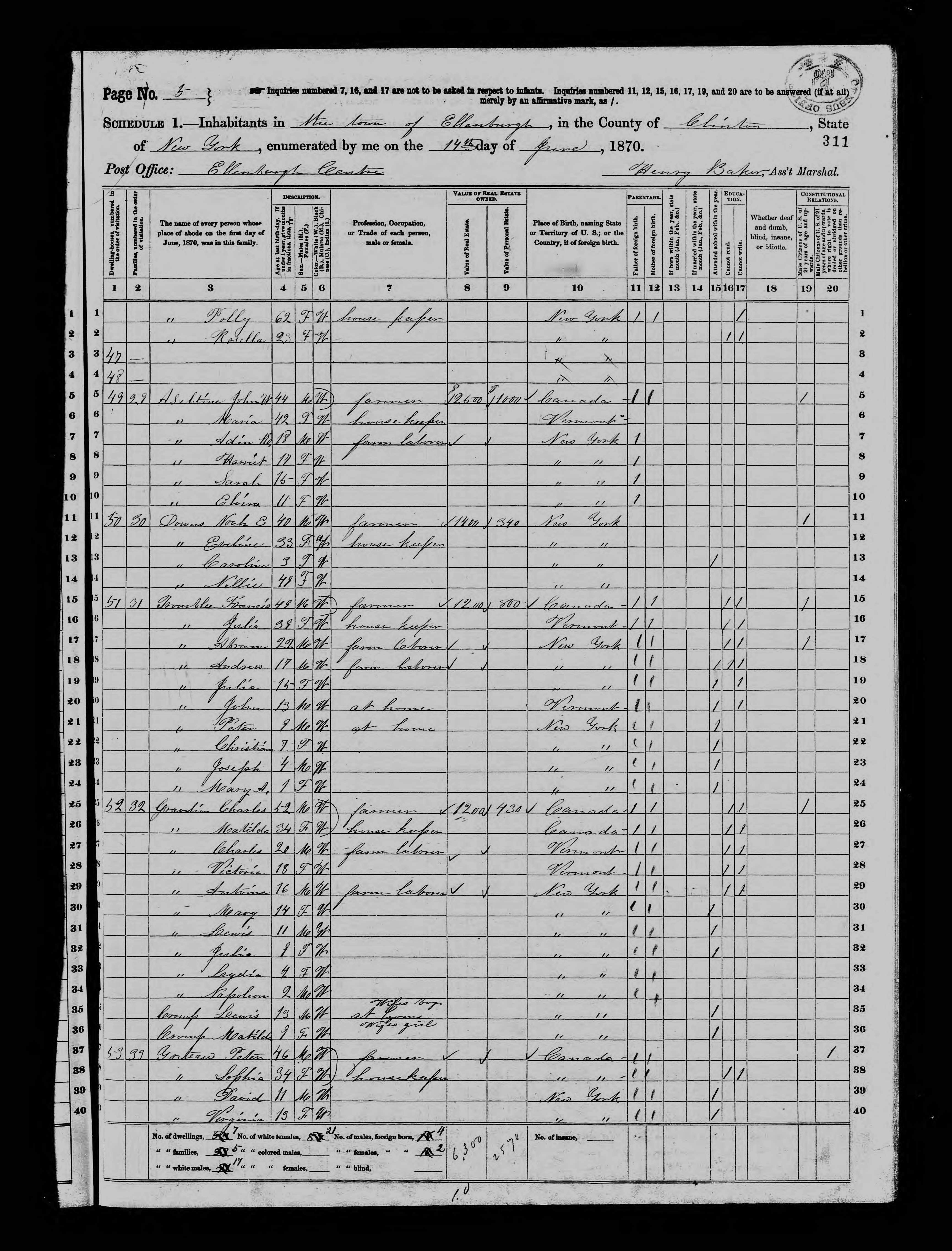 1870 US Census Timothy Welch p2