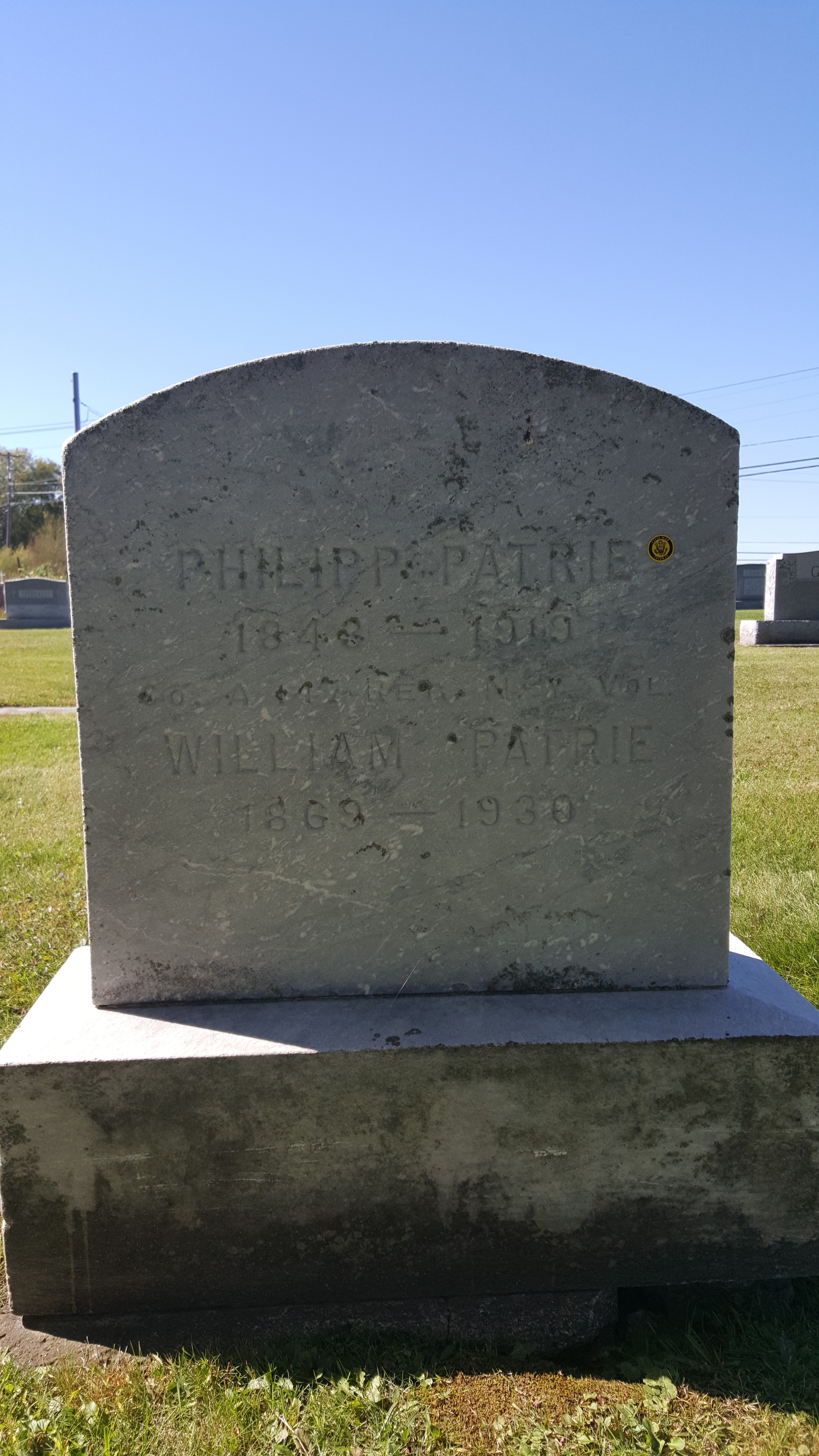 1919 Headstone Phillip Patrie