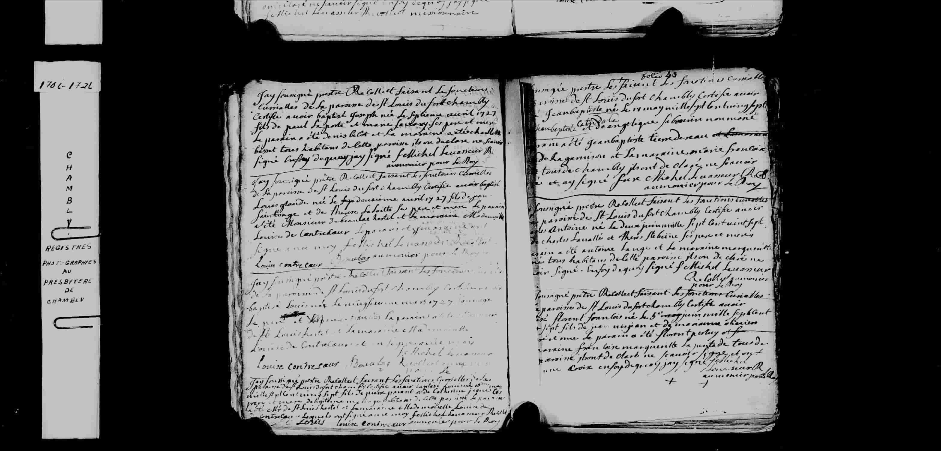 1727 Baptism Louis Parent