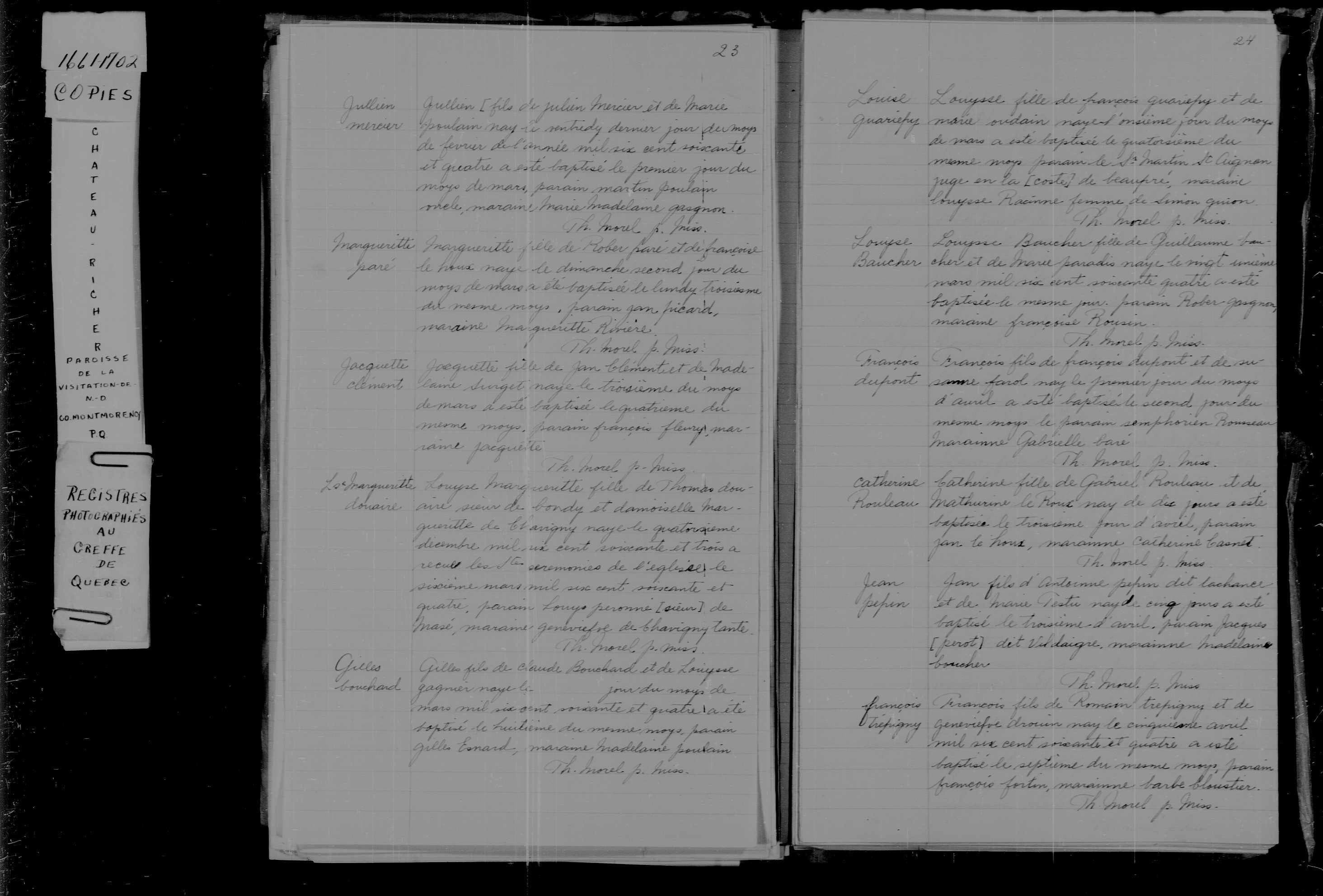 1664 Baptism Marie Marguerite Pare