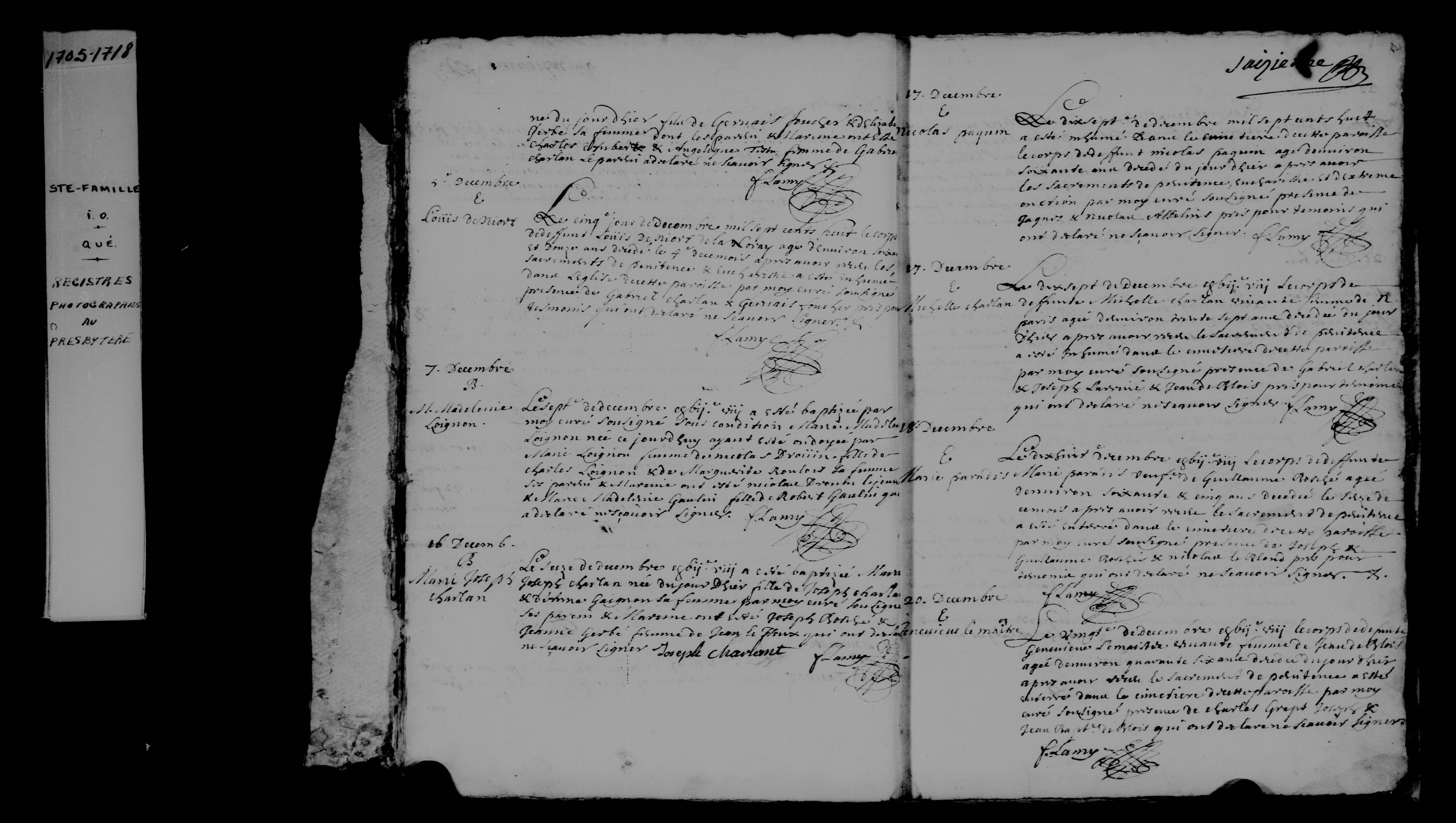 1708 Burial Marie Anne Paradis