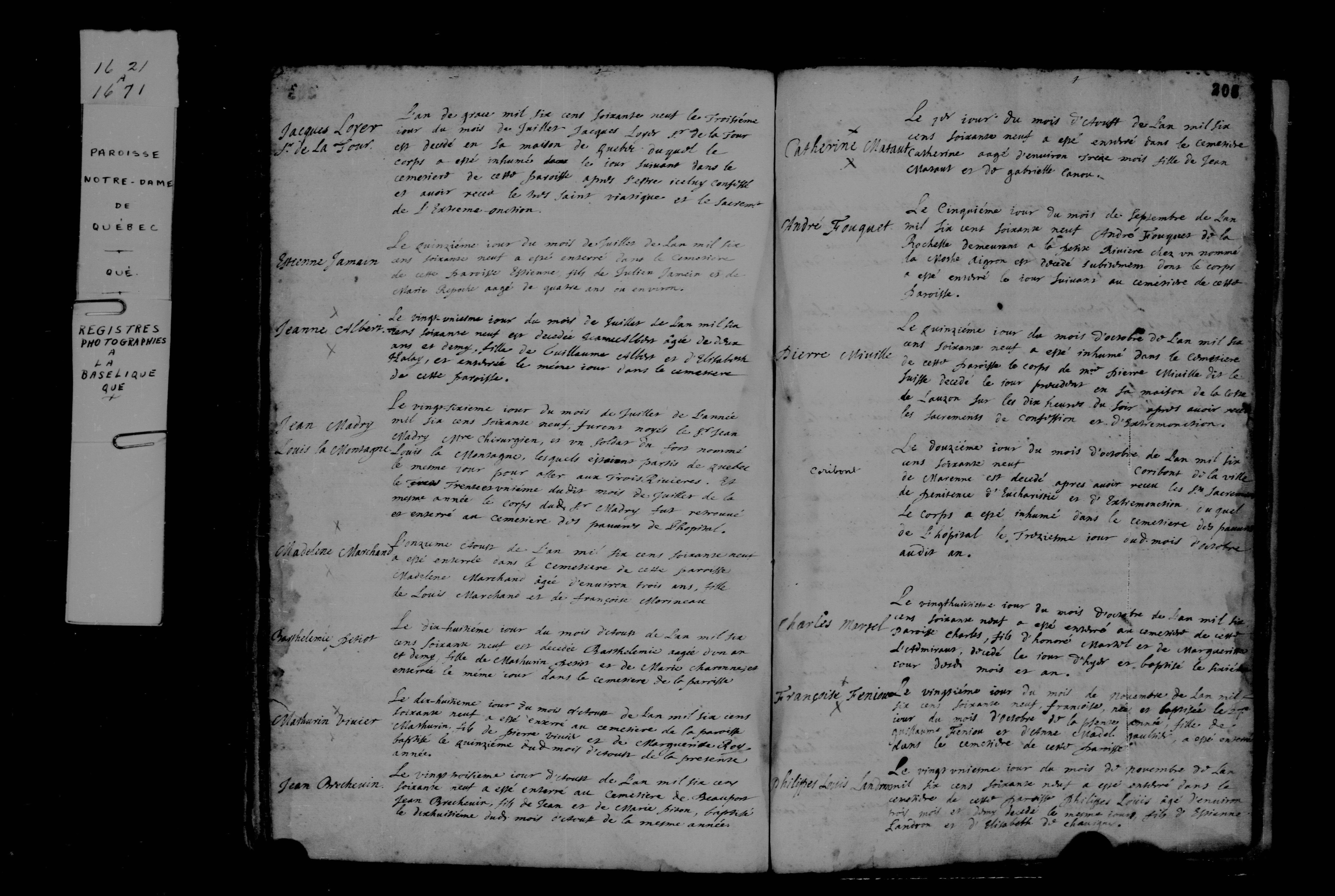 1669 Burial Pierre Miville dit le Suisse