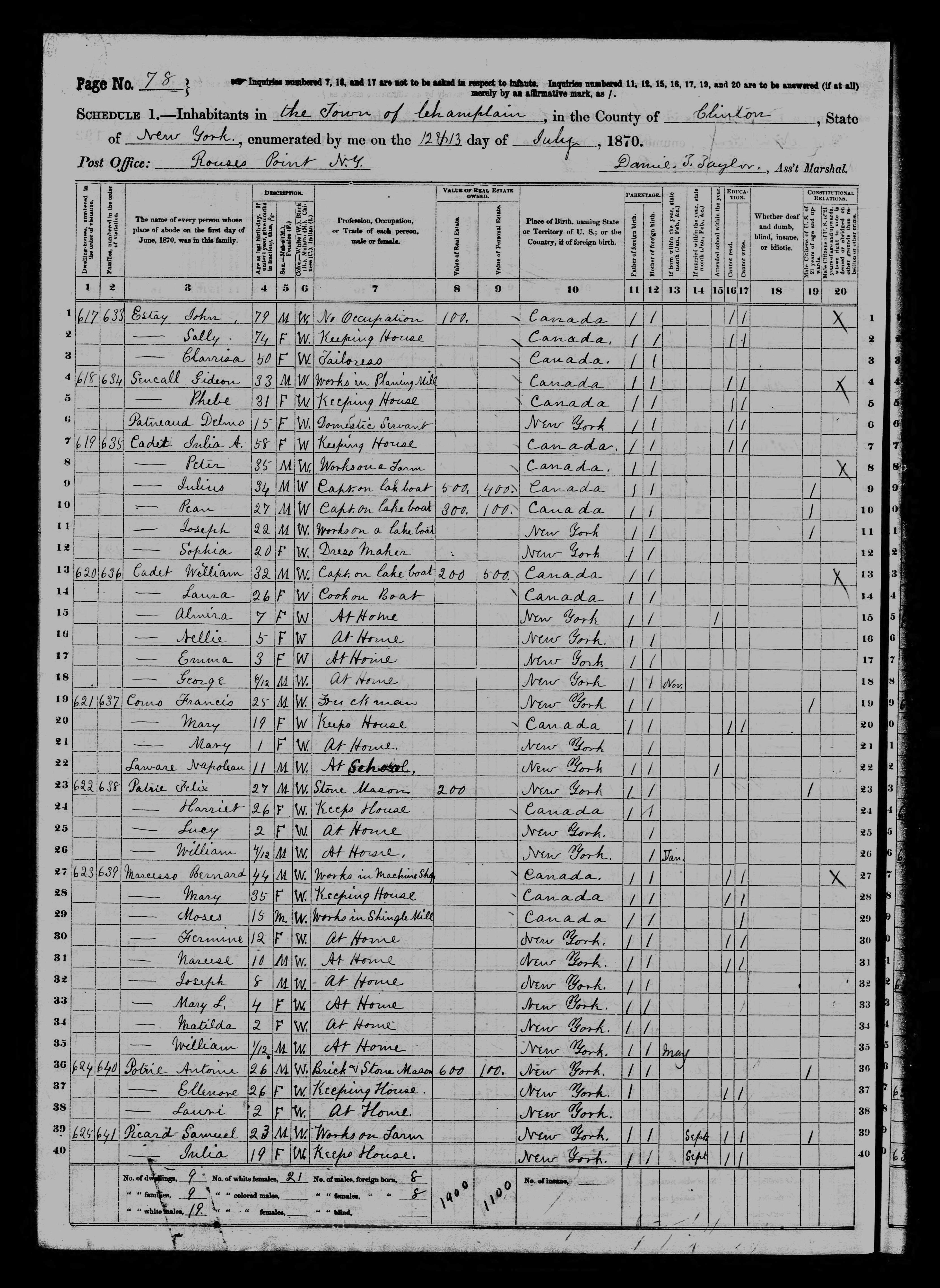 1870 US Census Felix Patrie