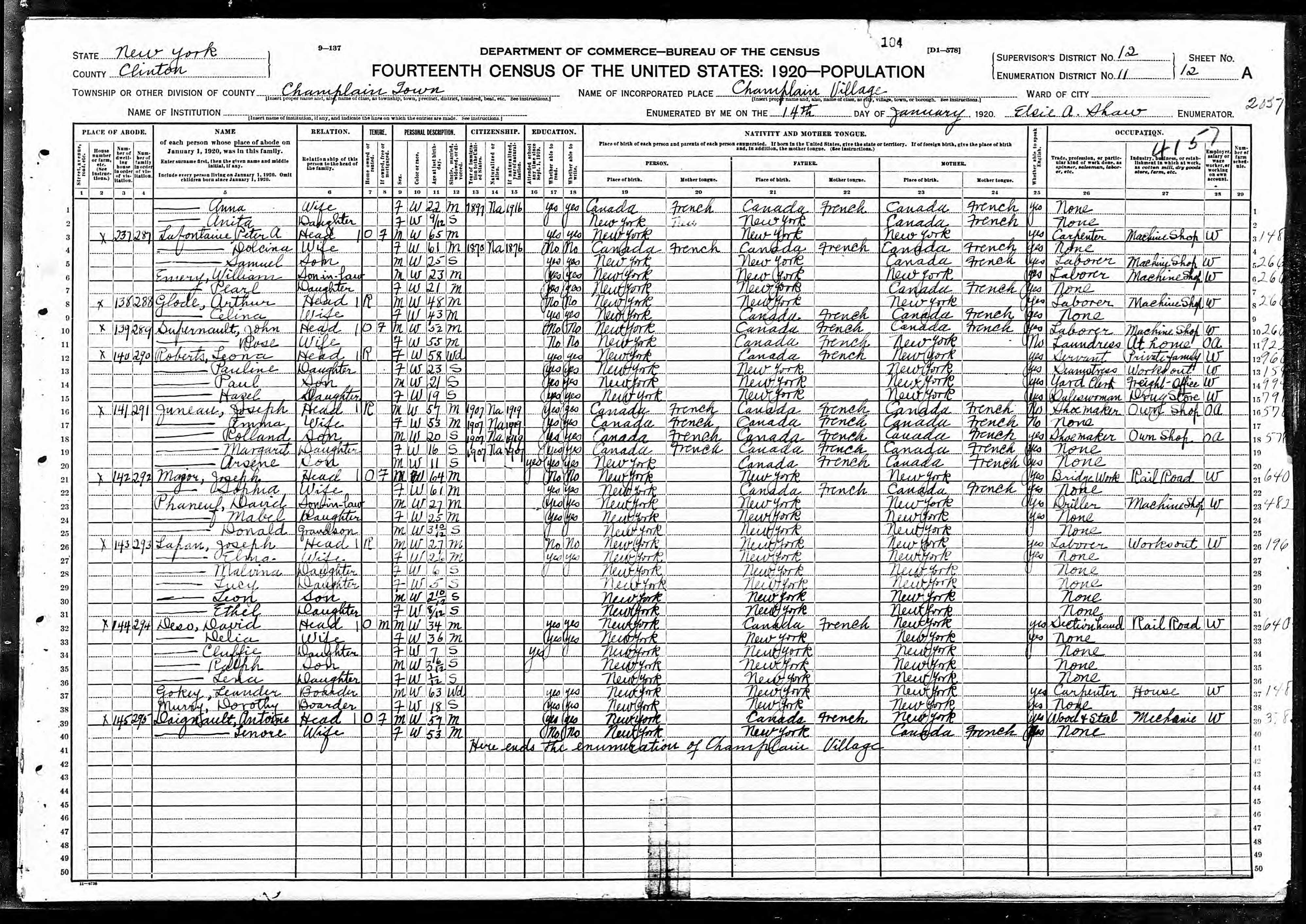 1920 US Census Joseph Major
