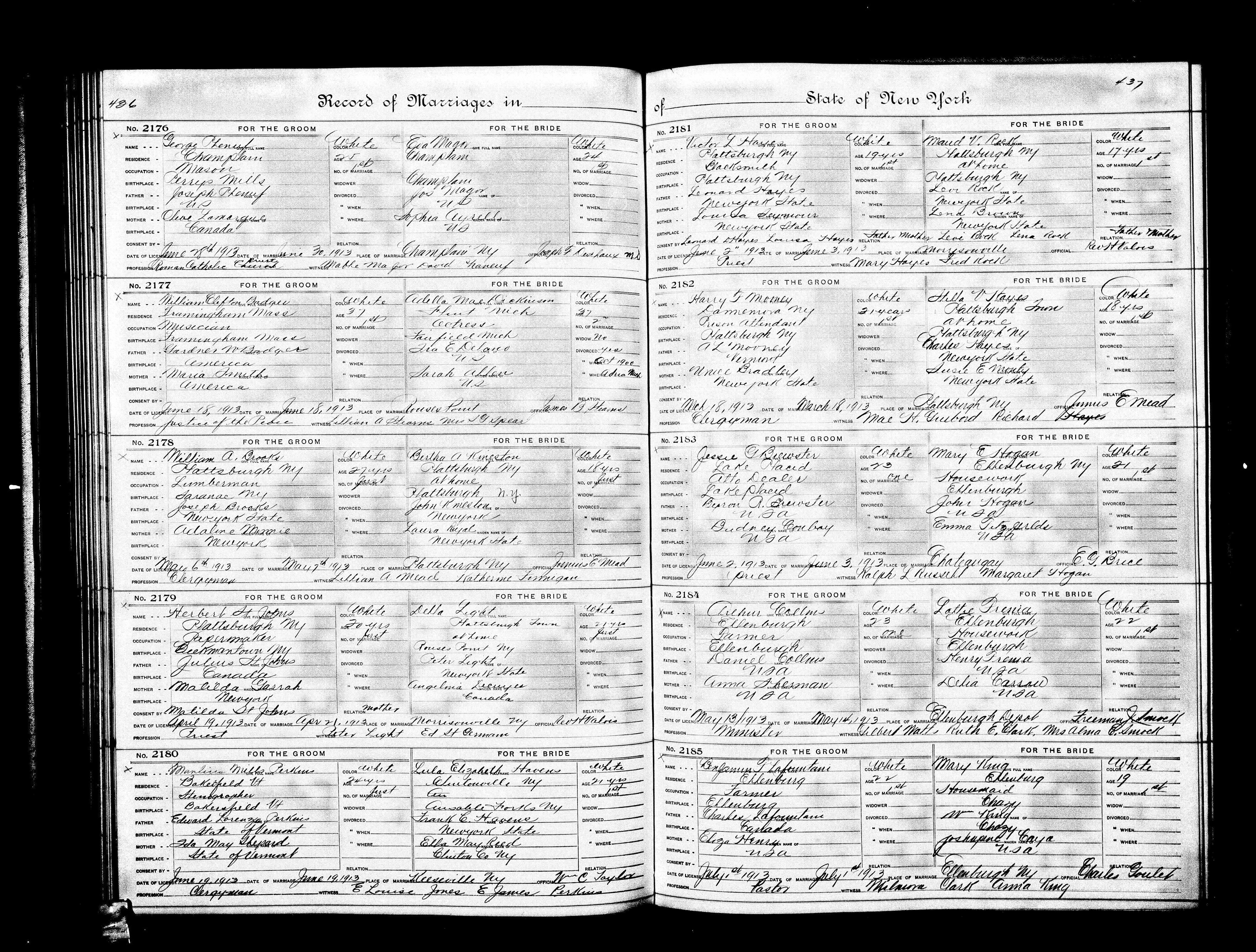 1913 Marriage Phaneuf Major