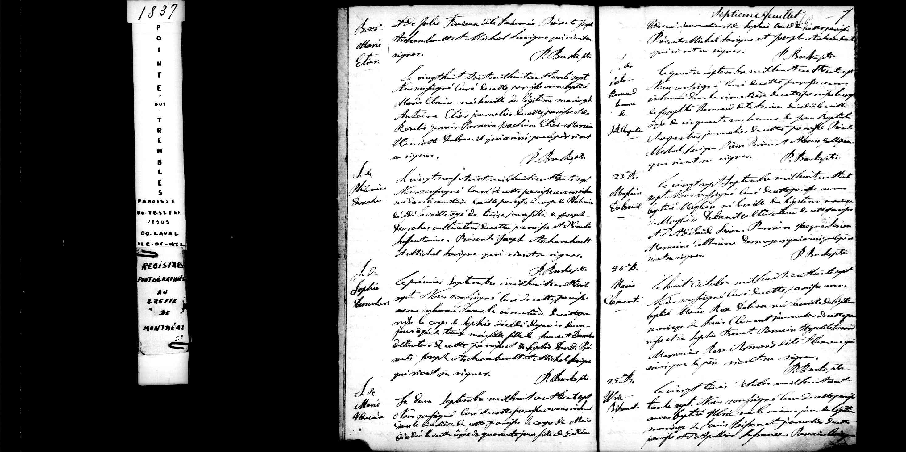 1837 Burial Marie Josephe Lorion