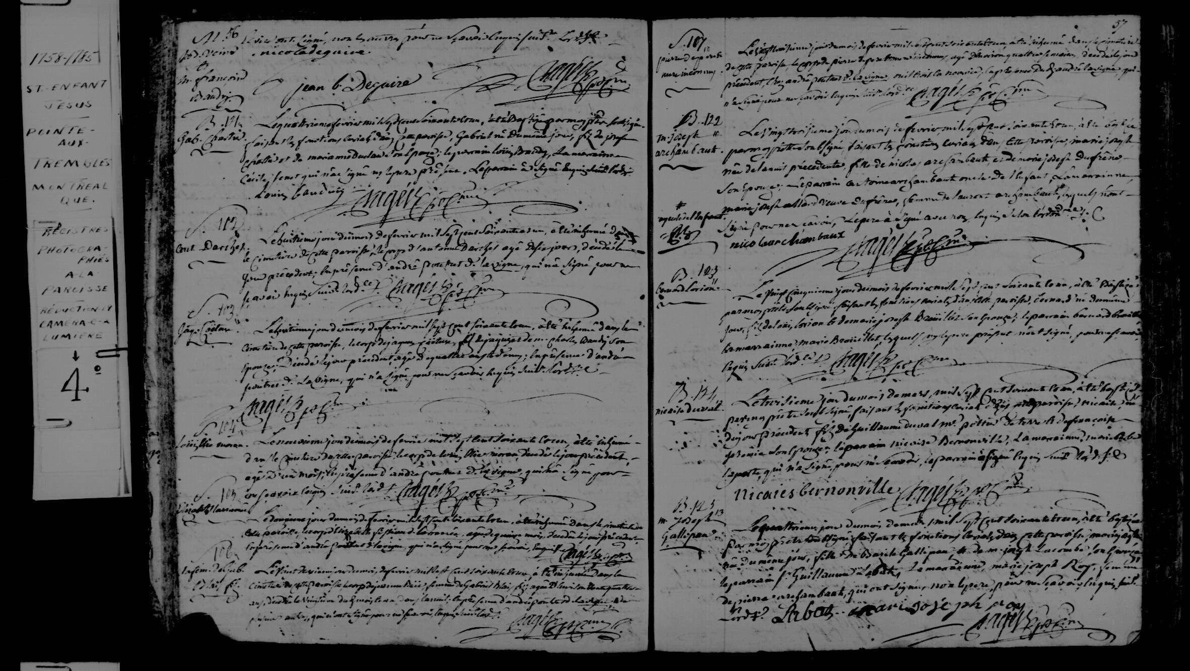 1761 Baptism Bernard Lorion