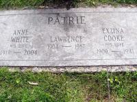 Headstone Lawrence Patrie Exzina Cook Anne White