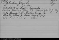 Jean Johnston Ex 1940 Gallaudet File Card