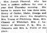 1923 Obituary Olive Lamarque