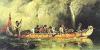 Voyageur canoe painted by Anne Hopkins